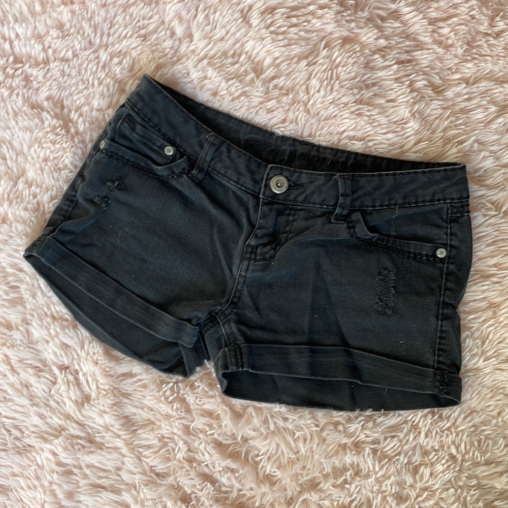 Blue Asphalt Black Jean Shorts